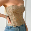 SsTss American Court Corset Sheer Mesh Breathable Corset Sexy Top Hollow Irregular Lace Double Layer Shapewear Chic Camis Top