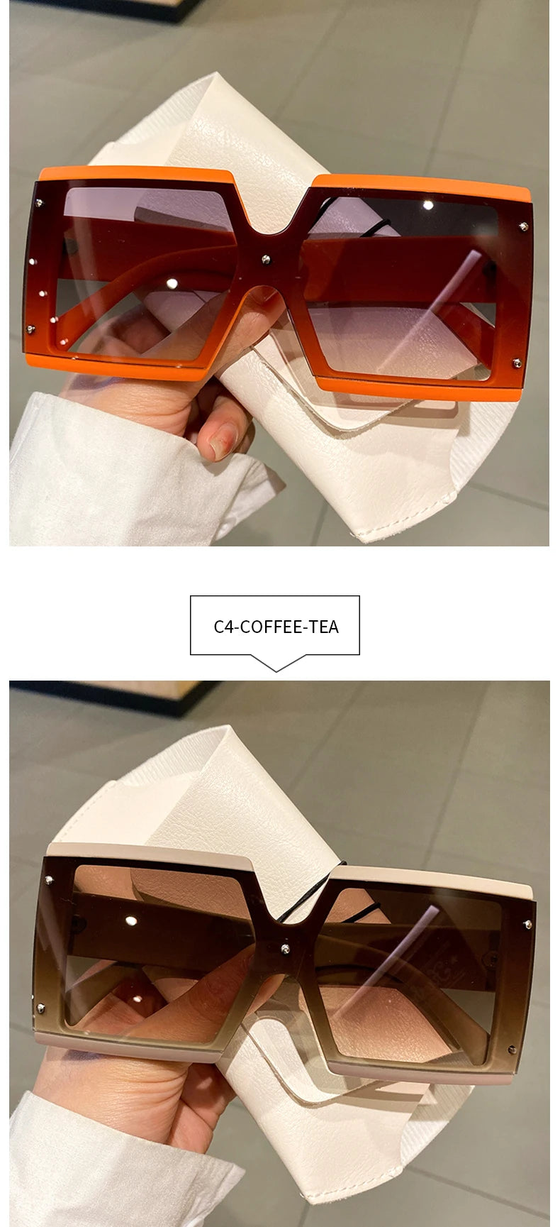 KAMMPT Quadratische Oversize-Sonnenbrille Unisex Trendige Verlaufs-Goggle Luxusmarken-Design Sonnenbrille