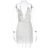 Articat 2024 Sommer Neue sexy Hollow Out Lace Up Hängende Damenkleid Temperament Vestido Kurzer Rock Slim Party Urlaub Strand