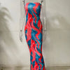 Spring And Summer Dresses For Women Chest Wrap Printed Off Shoulder Bandage Slim Sexy Long Dress 2023 New Fashion party MsChuh