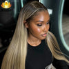 Ombre Dirty Blonde Straight Lace Frontal Wig 13x6 Human Hair Wigs Ash Blonde with Dark Roots 13x4 Lace Front Wigs for Women