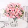 Artificial Flowers Silk Rose Bouquet Leaves Fake Flower For Vase Party Home Table Wedding Valentine's Day Gift Decoration