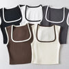 Woman Fashion Slim Solid Contrust Camis Casual Sleeveless Tanks Square Collar Crop Tops Clothing Streetwear Mujer 2024 Y2k