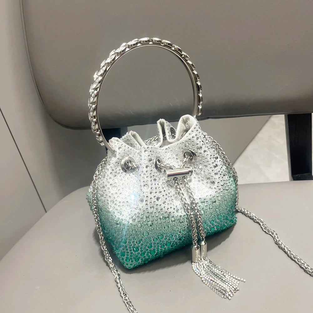 Handle Rhinestones Evening clutch Bag Purses and handbag luxury Designer shoulder bag Shiny Crystal Clutch purse bucket bag