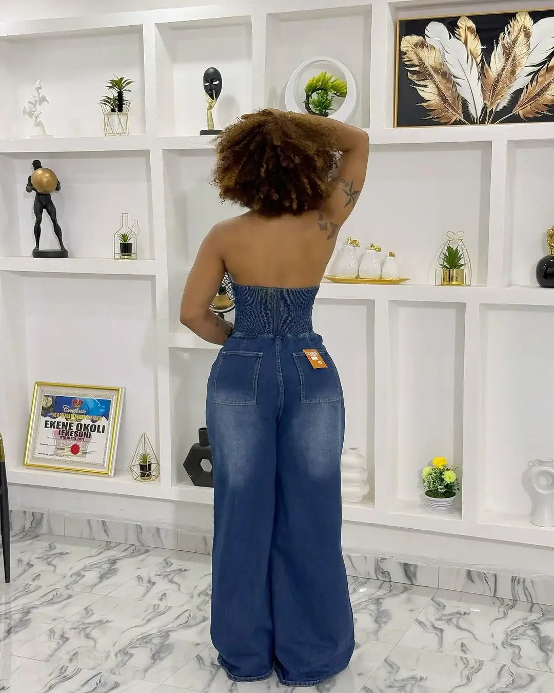 Summer New Style Women's Jumpsuit High Waist Denim Sleeveless Collared Pant One Piece Suit Chinese Manufacturer Origin