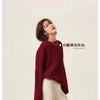 Rollkragenpullover 100% Kaschmir Pullover Damen lose verdickend Anti-Aging Nische Vintage Roter Rundhals-Pullover Damen Langarm