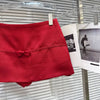 DEAT 2026 Summer New Sexy Hot Girl V-neck Backless Bandage Bowknot Fishbone Halter Top Red Mini Skirt For Women 11B1198