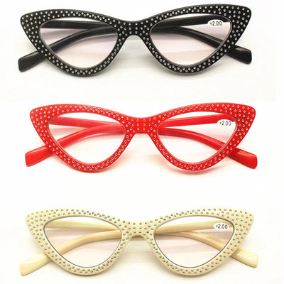 Katzenaugen-Lesebrille Damen Herren Leichtgewichtige Diamant-Altersweitsichtbrille Hyperopie Optische Brille Damenbrille