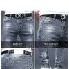 Fashion Printed Jeans Men's Korean Brand Embroidery Badge Pattern Youth Ripped Small Feet Teenagers Cowboy Pencil Pants