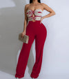 Damen-Jumpsuit 2025 Sommer Neu Temperament Modisch Sexy Ärmellos Gewebtes Band Trägerlos Rückenfrei Party Gerader Jumpsuit