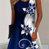 2025 Women Summer Sleeveless Bohemian Dress Fashion Imitate Cowboy Vest Flowers Print Dress Casual Tank Beach Dresses For Women
