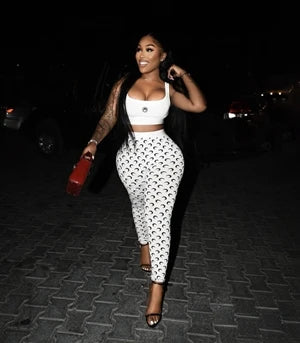 STYLISH LADY Moon Printed Sports 2 Piece Set Women Sleeveless Crop Top and Skinny Pant Suits 2025 Summer Street Fitness Outfits