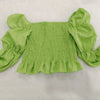 Chic Women Sweet Set Puff Sleeve Crop Tops and Shorts Outfits Solid Stretch Pleated Sexy Summer Girl 2 Two Piece Suit