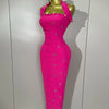 2025 Luxury Shining Diamonds Pearls Sleeveless Bodycon Bandage Long Dress Women Celebrate Evening Party Elegant Birthday Gowns