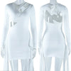 Elegant Black White Bodycon Dresses for Woman Long Sleeve Hollow Out Lace-Up Backless Bandage Party Dress Club Vestido Branco