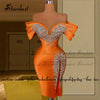 Stardust Luxury Off the Shoulder Homecoming Dress Pearls Slit Pleat Mini Saudi Arabric Illusion Cocktail Party Gown Customized