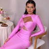 Articat Sexy Hohl Saum Langarm Elastisches Enges Kleid Damen Falten Doppellagig Weibliche Vestidos Elegantes Party Abendkleid