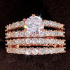 Huitan Sparkling 2Pcs Set Cubic Zirconia Rings for Women Wedding Engagement Fashion Jewelry Luxury Trendy Female Rings Wholesale
