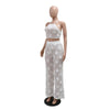 Women Two Piece Pant Sets Sexy Hollow Out Vest Sleeveless Tanks Tops Splice Long Pants Drawstring Streetwear Summer 2025
