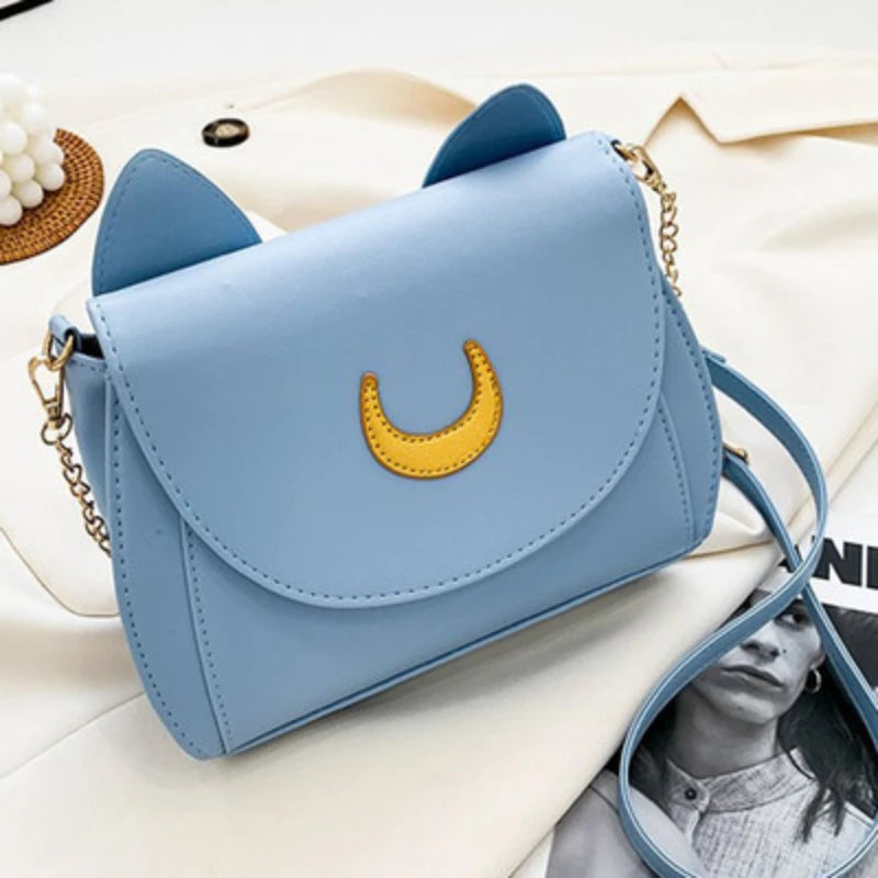 Summer Sailor Moon Ladies Handbag Black Luna Cat Shape Chain Shoulder Bag PU Leather Women Messenger Crossbody Small Bag Purses