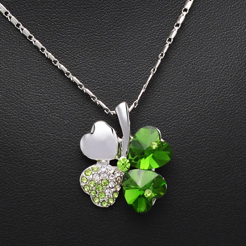 TRPOPSYN Crystal 4 Four Leaf Leaves Clover Pendant Necklaces Lover Birthday Gift Quality Fashion Jewelry Dropshipping Charm Girl