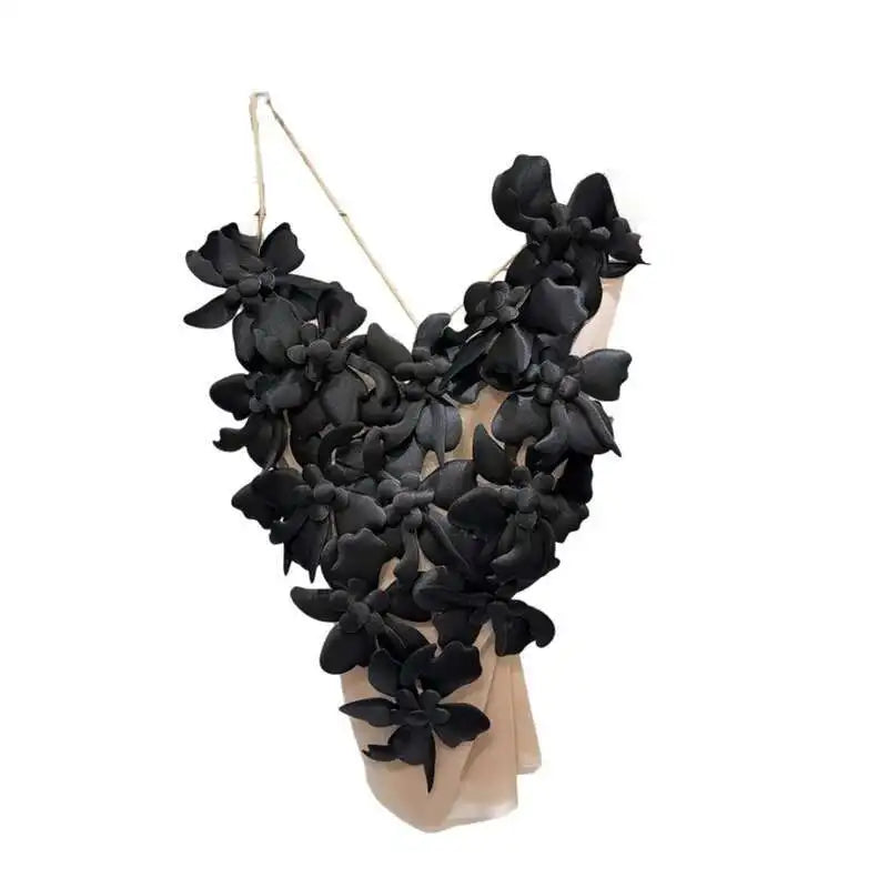 DEAT Fashion 3D Flower Design Backless Camisole For Women Spring New Arrival Trendy Mesh Outwear Sling Vests Female 11A03412