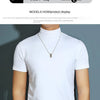 Men's Modal High Neck Short Sleeve T-Shirt Bottoming Shirt Silk Model Golf Wear Luxury Clothing Men's T-Shirt Bottoming Shirt