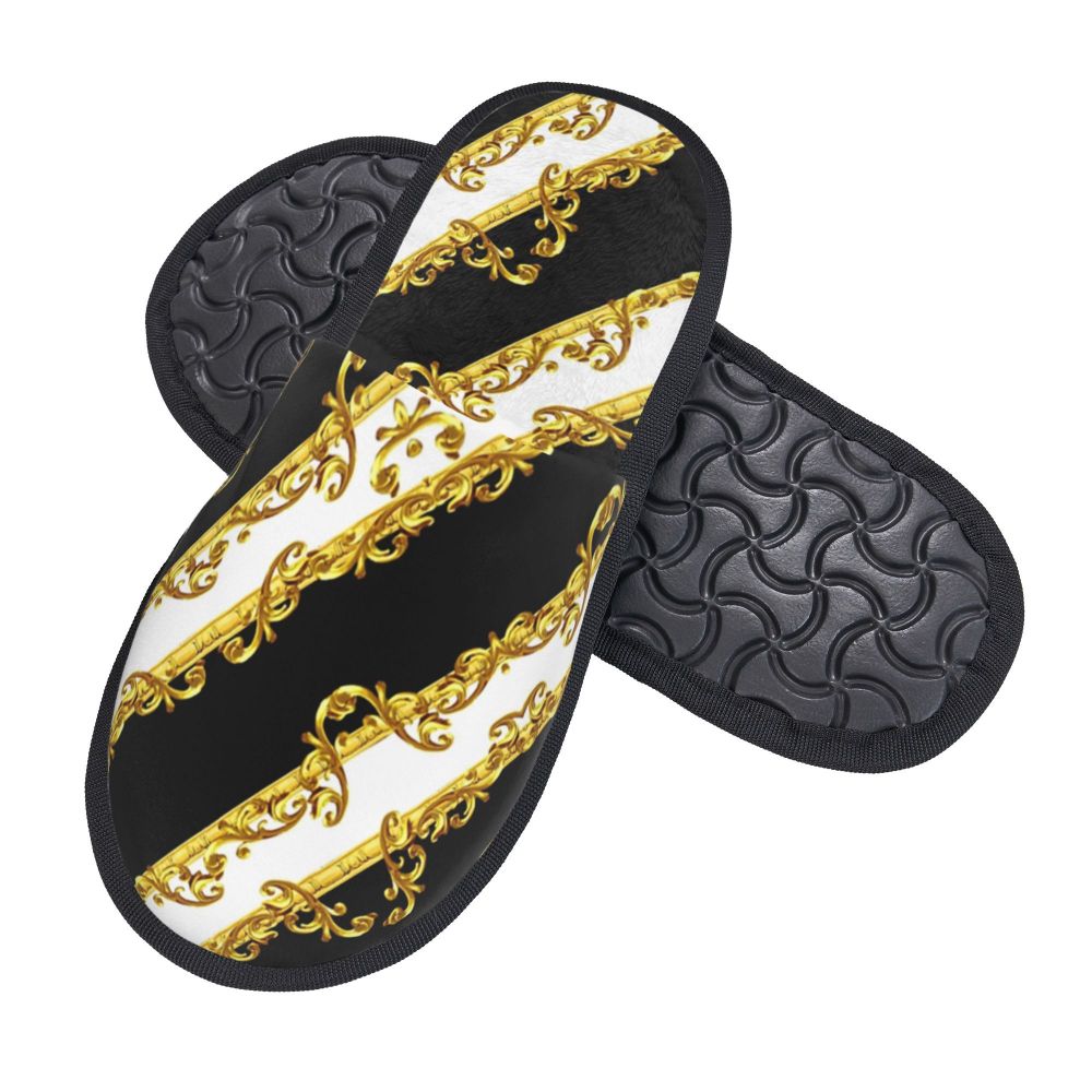 Custom Queen Of Absolutely Everything Gold Baroque Soft Memory Foam House Slippers Women Comfy Warm Anti-skid Sole Slipper
