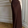 Wolfeel Freizeit Satin Damenrock Frühling Sommer Mode Locker Hoher Bund Maxi Röcke Elegant Einfacher Satin-Fischschwanzrock