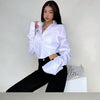 Zadily 2025 Summer Korean Style Long Sleeve White Shirt Women Sexy Button Ladies Crop Tops Blouse Street New In Female Clothing