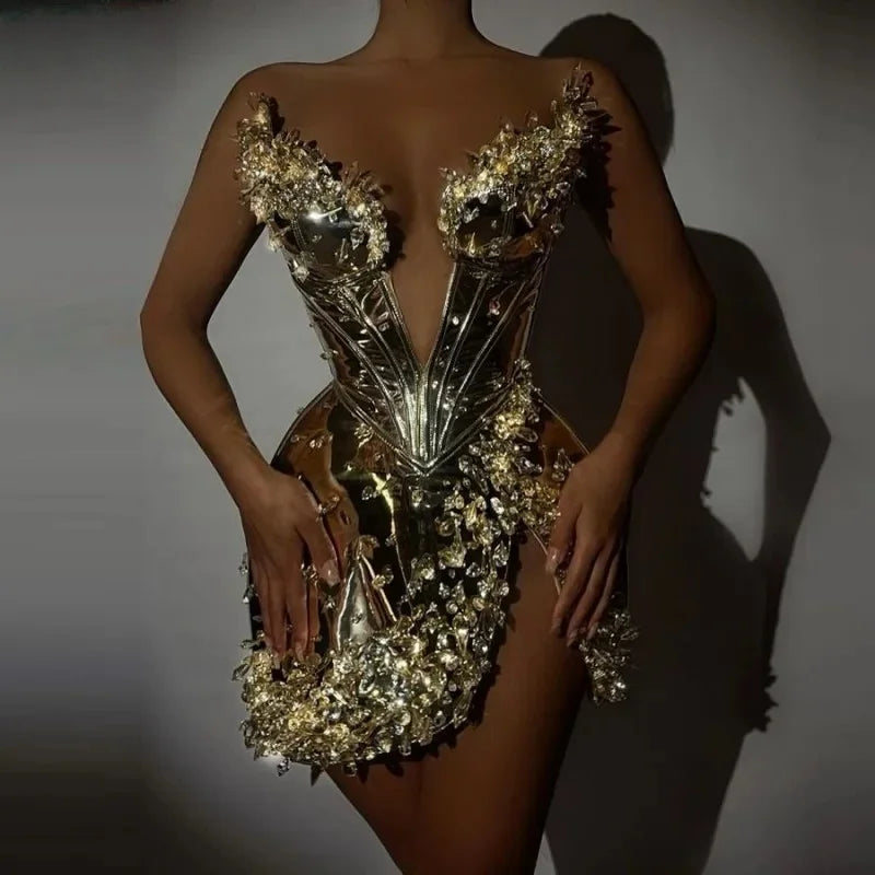 Gold Short Prom Dresses For Black Girls Sheer Beaded Sexy African American Birthday Party Homecoming Cocktail Dresses Customized