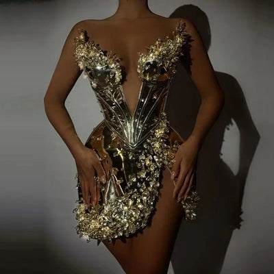 Gold Short Prom Dresses For Black Girls Sheer Beaded Sexy African American Birthday Party Homecoming Cocktail Dresses Customized
