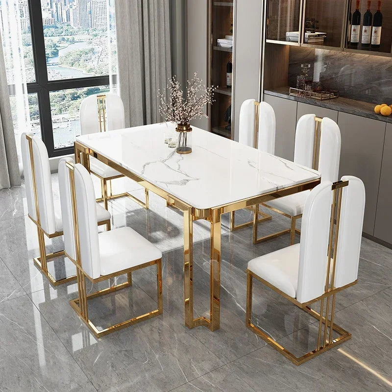 Einzigartige Luxus-Esstischstühle mit modernen Metallbeinen, rechteckiger Esstisch im platzsparenden nordischen Design, Mesa De Comedor Möbel