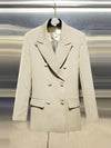 VGH Minimalist Patchwork Drawstring Solid Blazers For Women Notched Collar Long Sleeve Backless Hollow Out Blazer Female Style