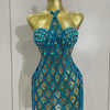 Sexy Sparkly Sequin Diamond Mesh Transparent Two Piece Set Women Celebrate Evening Party Birthday Dress Stage Photo Shoot Wear
