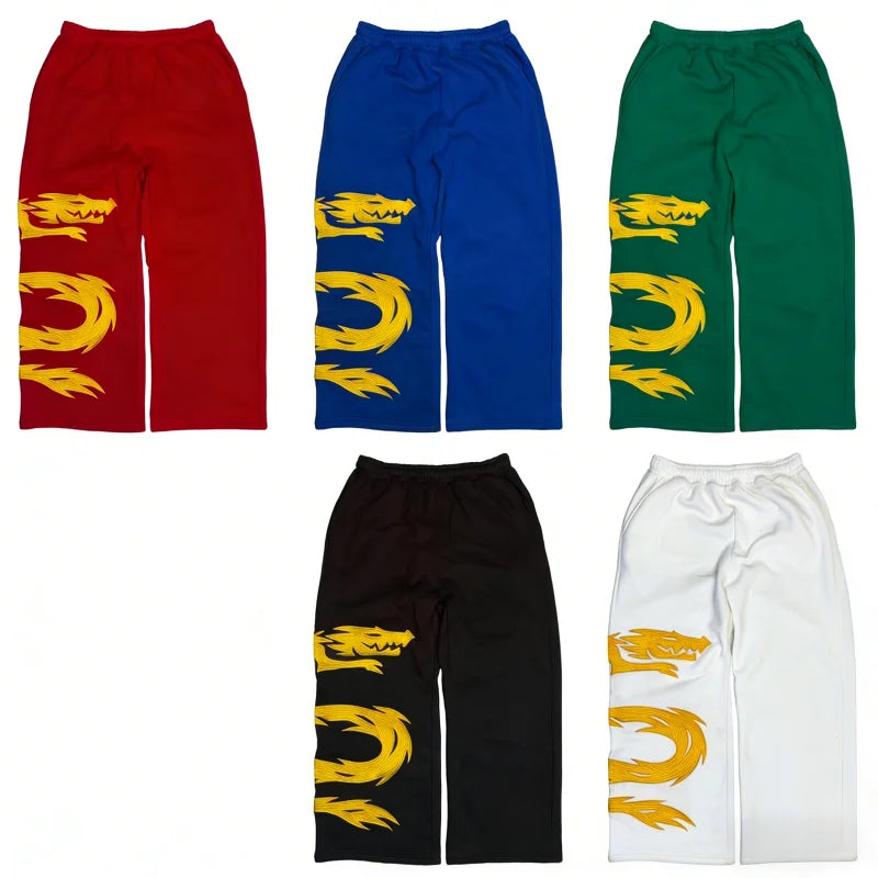 Y2K 2 piece set Anime Character Zipped Hoodie High Street Cosplay Print 5 Colors Daily Wear Trendy wide leg pants streetwear Set