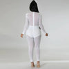 Sexy Mesh Patchwork Transparenter Club-Bodycon-Jumpsuit für Damen, durchsichtiger Einteiler-Overall, Clubwear, Party-, Geburtstagsoutfits