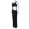 Joskaa Elegant Rhinestone Hollow Maxi Birthday Dress Woman Sexy O-Neck Single Sleeve Skinny Vestidos 2025 Evening Party Clubwear