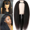 Yaki Straight U-Part-Perücken für schwarze Frauen, Kinky Straight U-Part-Perücke Echthaar Kurz Schwarz Braun U-Part-Perücke Kinky Straight Clip