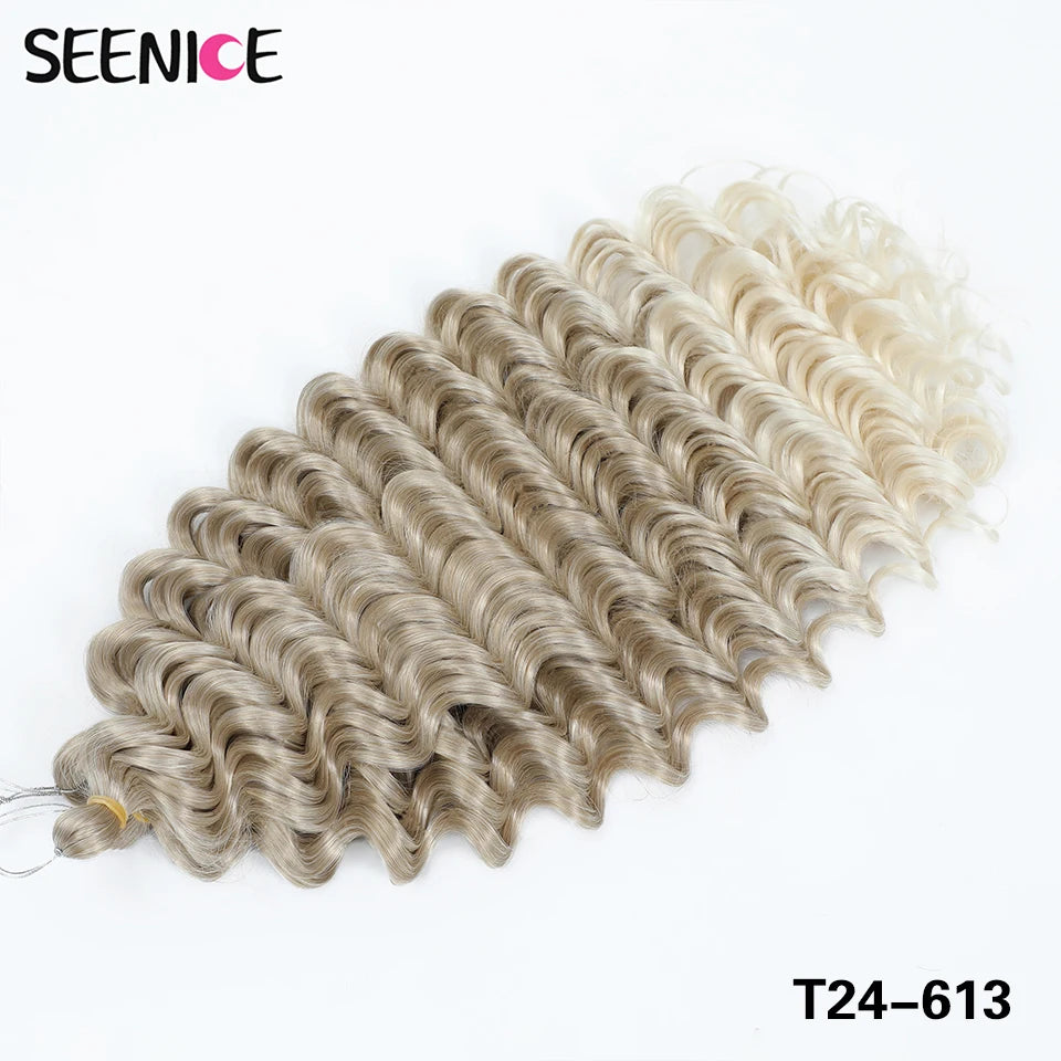 Deep Wavy Twist Synthetische Häkelhaare Afro Lockiges Haar Afrikanische Häkelzöpfe Ombre Blonde Flechthaarverlängerungen für Frauen
