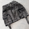 Harajuku Multiple Pockets Denim Plaid Skirt Vintage Goth Black Y2k Mini Skir Fashion Womens Casual Versatile Sexy Streetwear