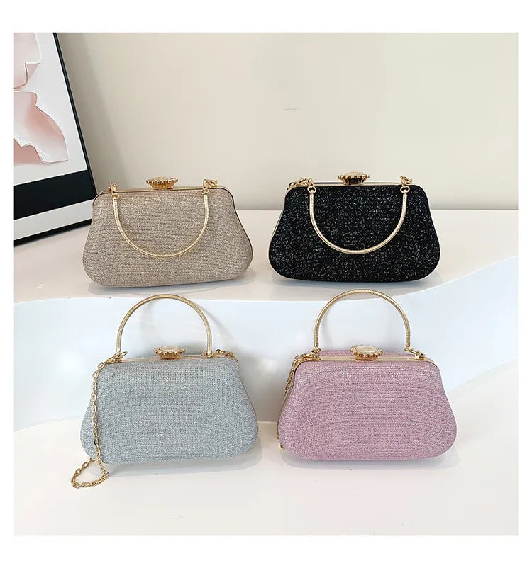 Luxus-High-Design Damen-Abendtasche Party-Bankett Glitzertasche für Damen Hochzeitsclutch Handtasche Umhängetasche mit Kette Bolsas