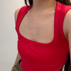 Deep Square Collar Vests 2025 Summer New Fashion Sexy Women's Crop Tops Sling Vest Camis