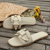 Women Metal Decor Single Band Flat Sandals Fashion Sexy Open Toe Outdoors Slides Luxurious Office Ladies Party Female Shoes