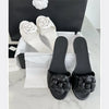 2025 Spring/Summer New Beach Vacation One Word Open Toed Flat Bottom Outerwear Camellia Slippers for Women