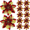 5 Stück 14,5 cm Glitzer künstliche Weihnachtsblumen fröhliche Weihnachtsbaumdekoration Neujahrsornamente gefälschte Blumen Weihnachten Natal