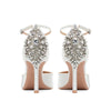 Baotou Hohle High Heels Damen Sandalen Spitz Dünne Ferse Ein-Wort-Schnalle Strass Hochzeitsschuhe Brautschuhe