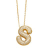 FLOLA Chunky Clear Crystal Initial Necklaces For Women Bubble Letter Necklace Custom Name Jewelry Birthday Gifts nkeb798