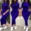 European and American women's fashion white stripe dress