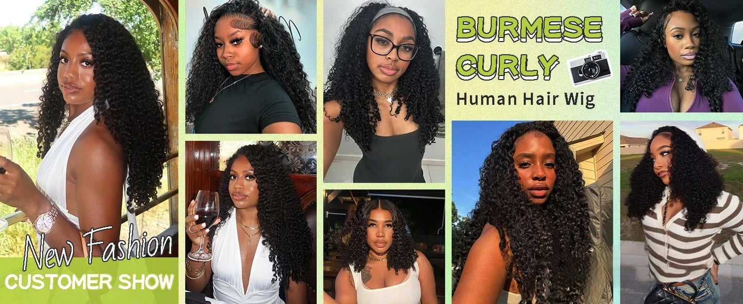 300% Density Burmese Curly 13x4 13x6 HD Lace Frontal Wigs Human Hair Deep Wave Glueless Wigs No Glue Curly Hair Wigs For Women